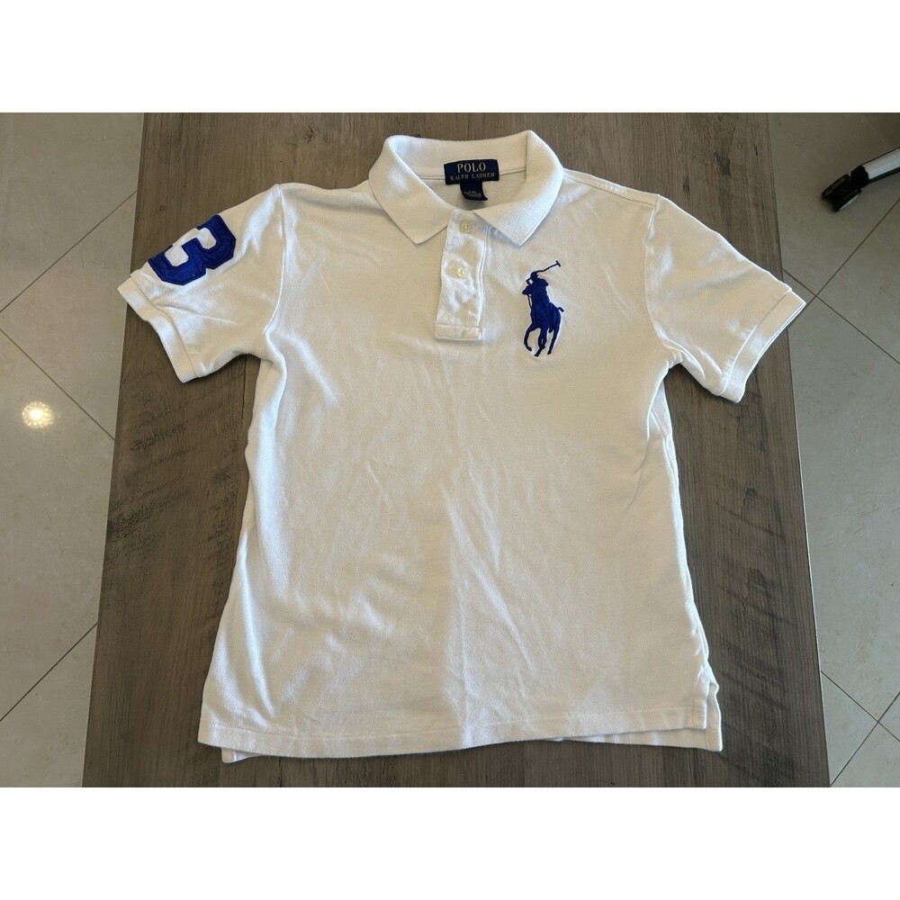 Polo Ralph Lauren Boys Big Pony White Polo Shirt Size Small Cotton